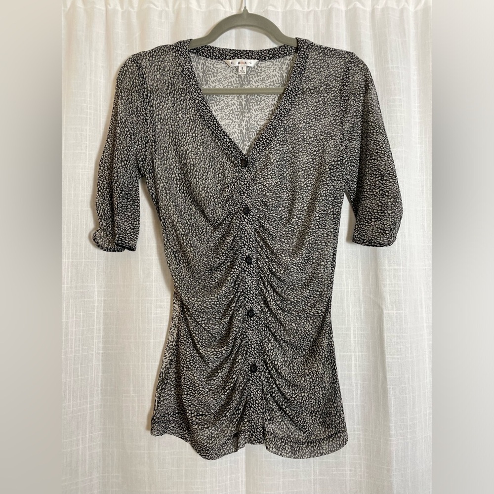 Cabi Sheer Top Snake Skin Black and White size S